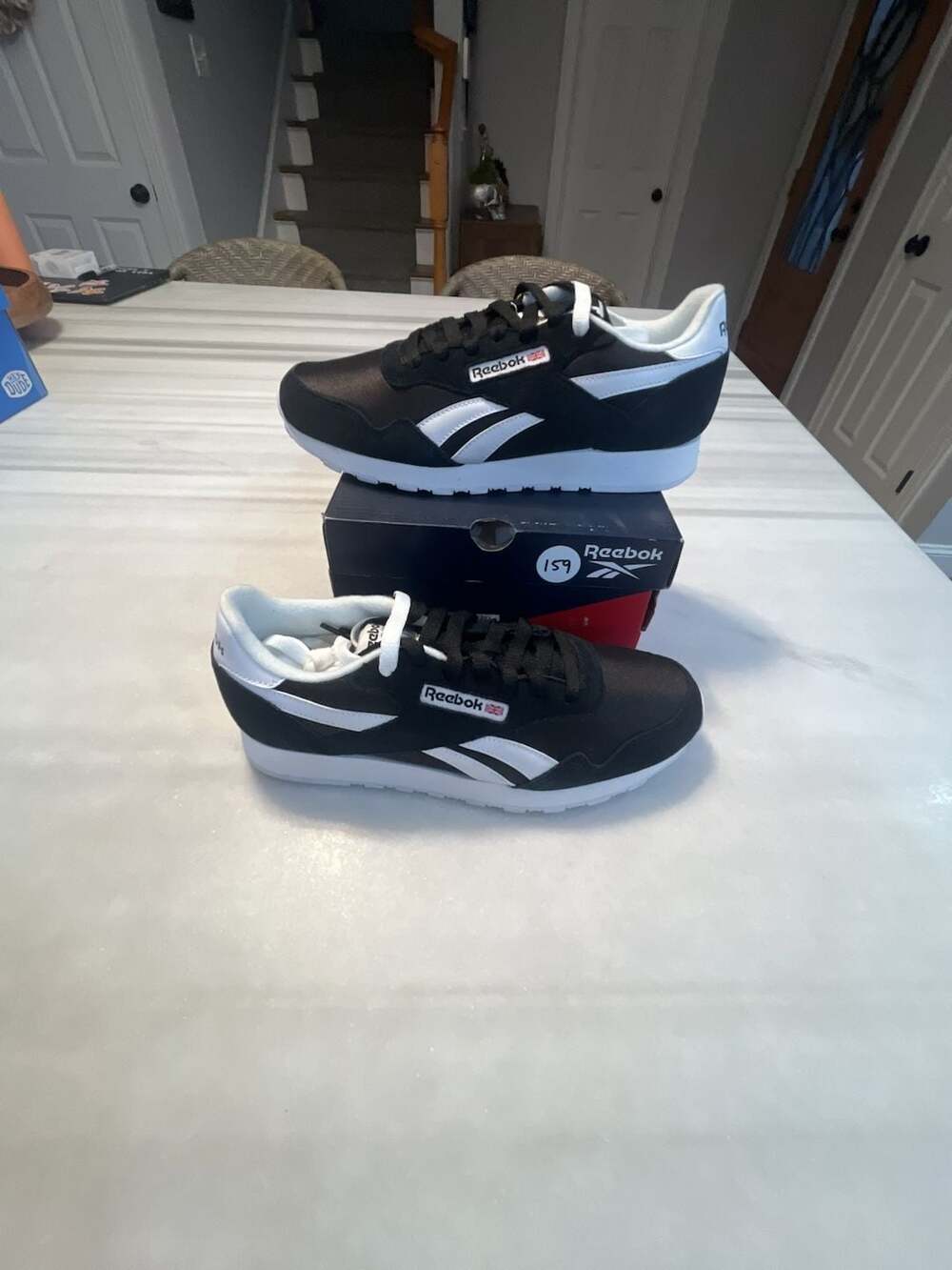 Reebok Royal Nylon Size 7.5 Black White Sneakers BD1553 New with Box